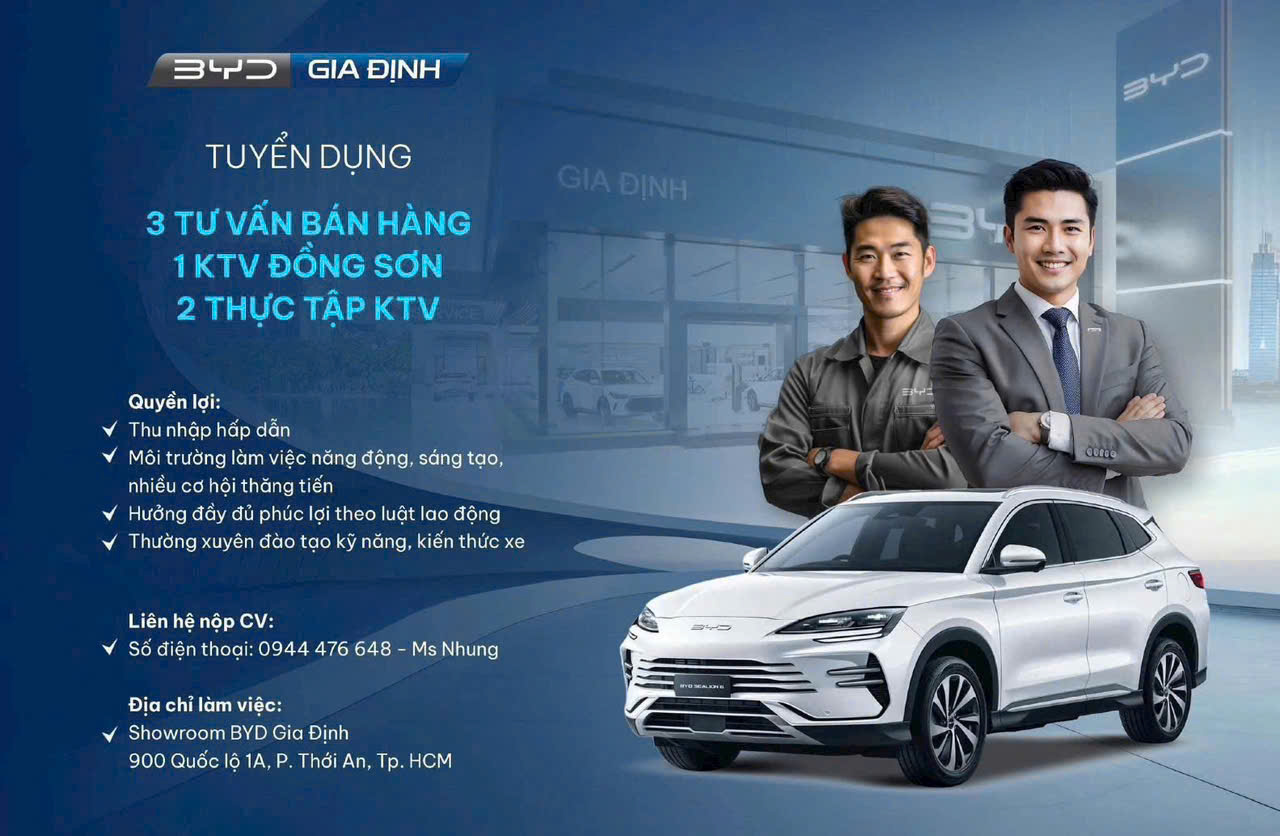 TUYỂN DỤNG NHÂN SỰ - BYD GIA ĐỊNH